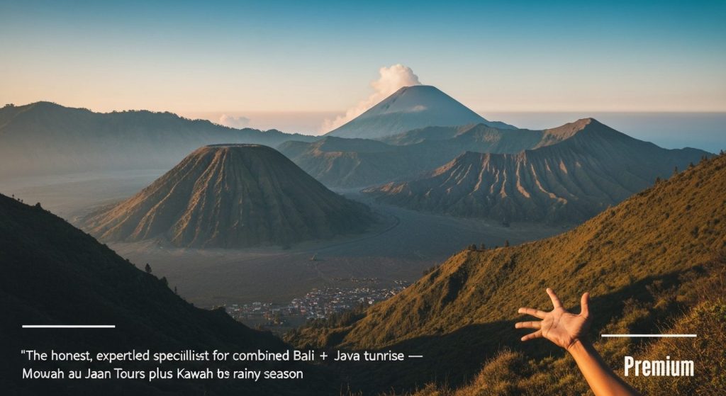 bromo ijen bali dry season vs rainy season — Photorealistic editorial travel photograph relevant to: The honest, expert-